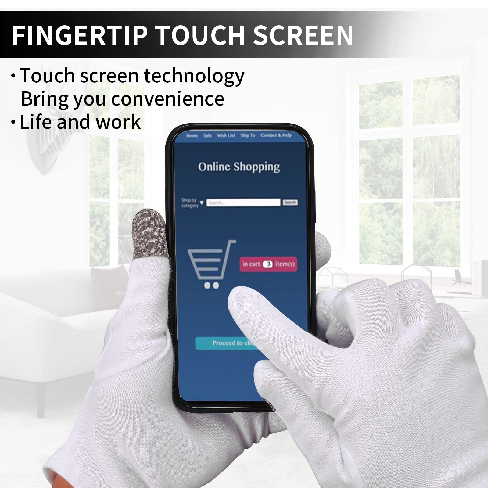 Sibba 2 Pairs Touch Screen Moisturizing Gloves White Cotton Moisturizing Gloves Overnight Bedtime Heal Eczema Sleeping Lotion Hand Spa Treatment Gloves Repair Rough Cracked Dry Chapped Hands Skin